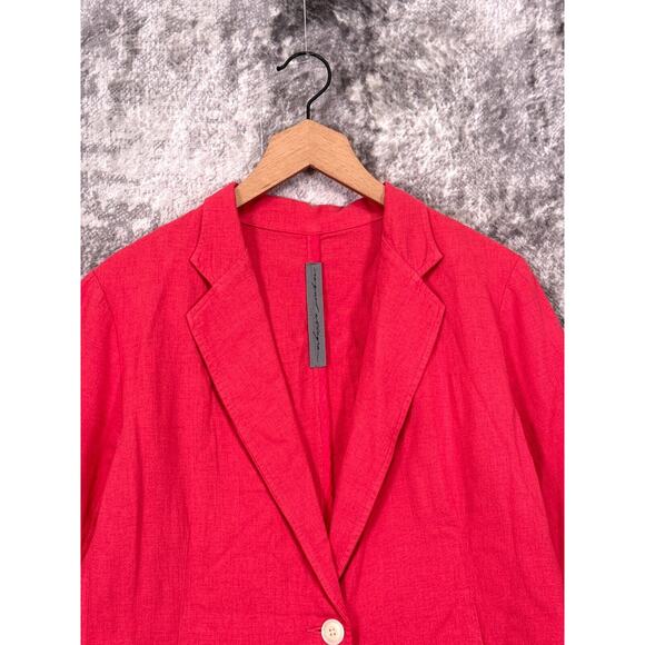 Raquel Allegra Jacket 1 / US Medium Womens Pink Linen Blend Deconstructed Blazer - Picture 2 of 8